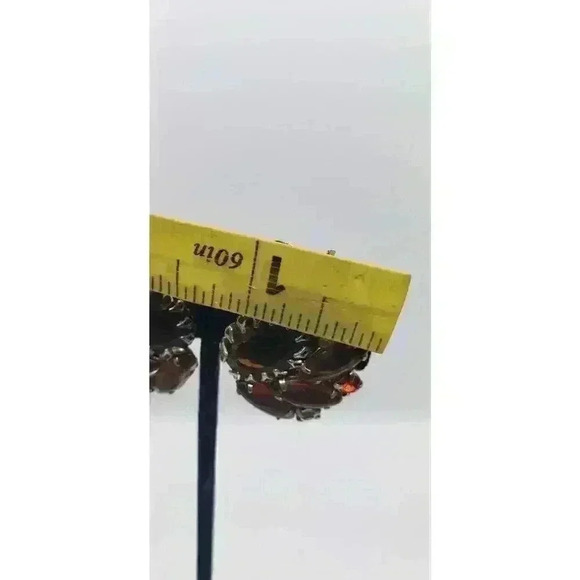 Vintage 60s Big Earrings Rhinestone Molded Glass Chunky Big Statement - Picture 7 of 10